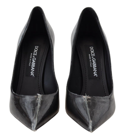 Dolce & Gabbana Schwarze Lederabsätze Pumps Kunststoffummantelte Schuhe