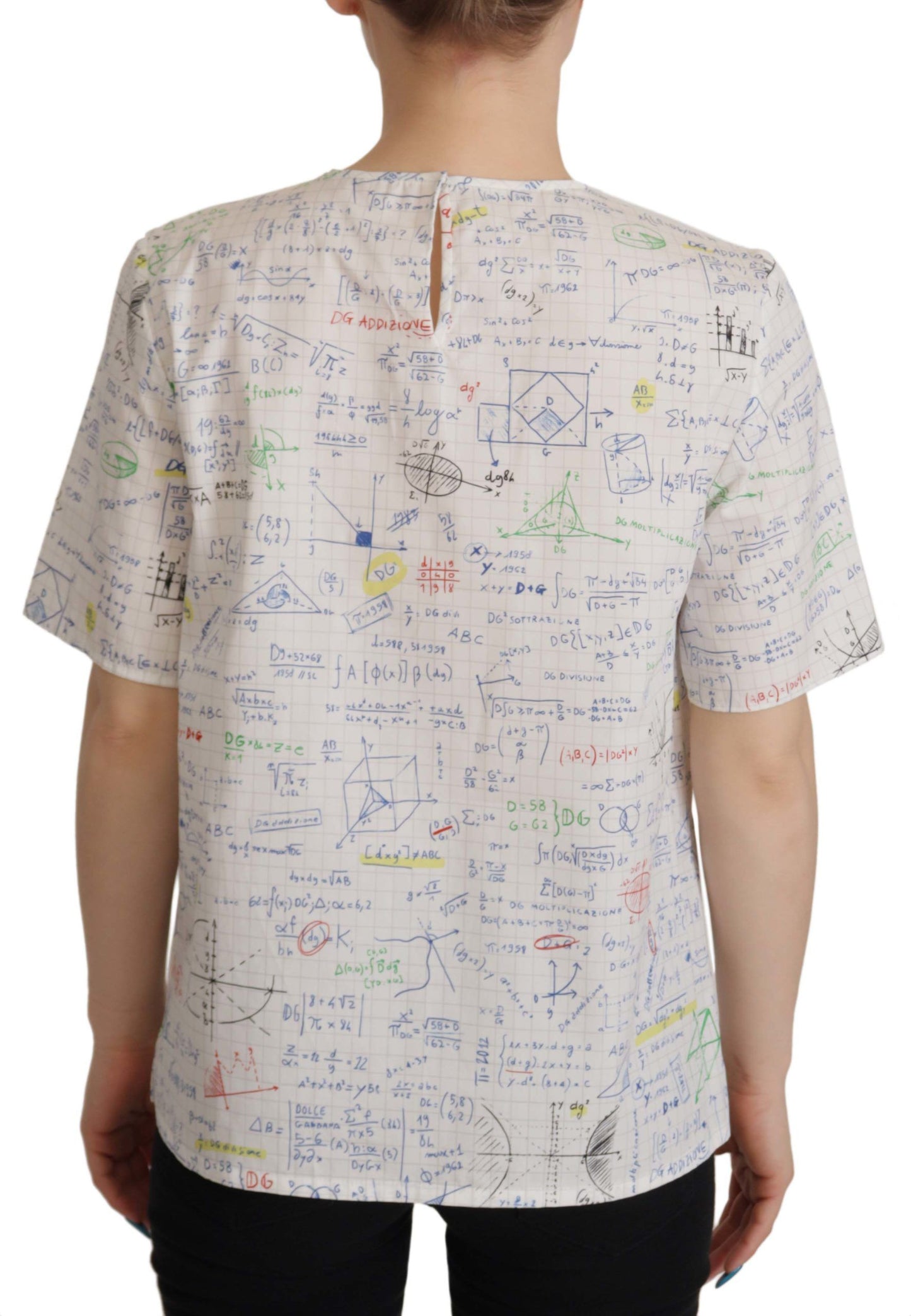 Dolce & Gabbana Weißes Baumwoll-Algebra-Top mit kurzen Ärmeln