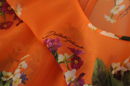 Dolce & Gabbana Orangefarbene Langarmbluse mit Blumendruck