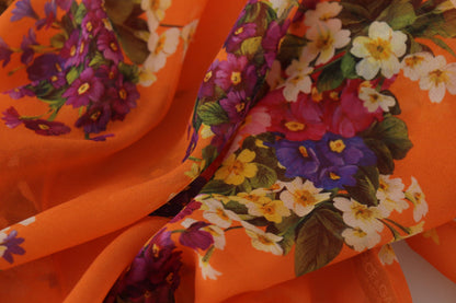 Dolce & Gabbana Orangefarbene Langarmbluse mit Blumendruck