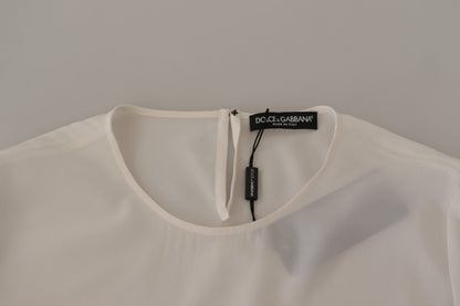 Dolce & Gabbana Weiße Seidenbluse mit DG-Logo-Stickerei und langen Ärmeln