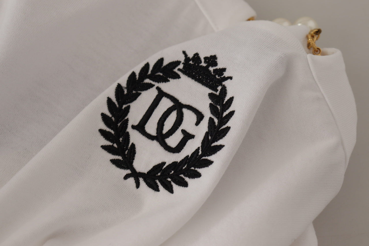 Dolce & Gabbana Weißes T-Shirt-Top mit verschönertem Halsausschnitt