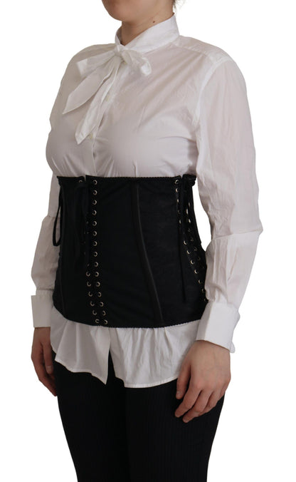 Dolce & Gabbana Schwarzes Korsett Gürtel Stretch Taille Riemen Top