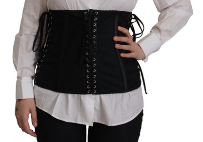 Dolce & Gabbana Schwarzes Korsett Gürtel Stretch Taille Riemen Top