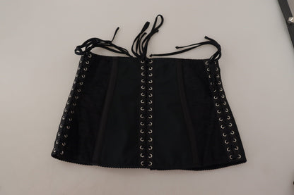 Dolce & Gabbana Schwarzes Korsett Gürtel Stretch Taille Riemen Top