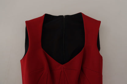Dolce & Gabbana Rotes Bodycon Midikleid mit Sweetheart-Ausschnitt