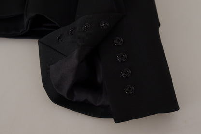 Dolce & Gabbana Schwarze Slim Fit Jacke mit langen Ärmeln und Schnappverschluss