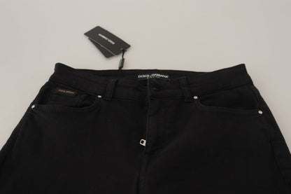 Dolce &amp; Gabbana Smooth Black Cotton Stretch Skinny Jeans