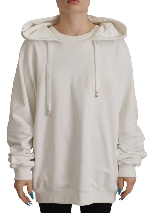 Dolce & Gabbana Weißer Kapuzenpullover bestickter Pullover