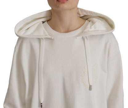 Dolce & Gabbana Weißer Kapuzenpullover bestickter Pullover