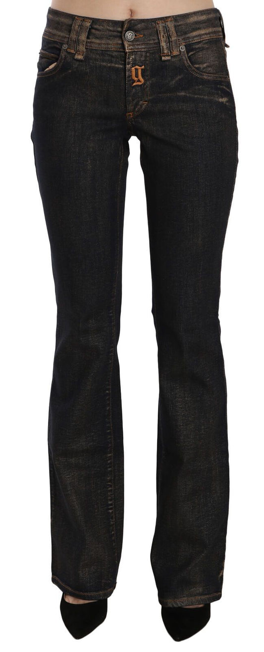 John Galliano Chic Denim Flared Waist Black