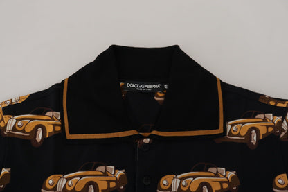 Dolce & Gabbana Schwarzes Kurzarm-Polo-T-Shirt mit Autodruck