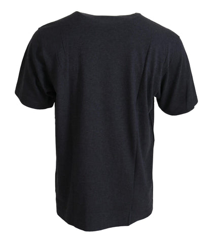 Dolce & Gabbana Graues Kurzarm-T-Shirt mit Rundhalsausschnitt aus Baumwolle