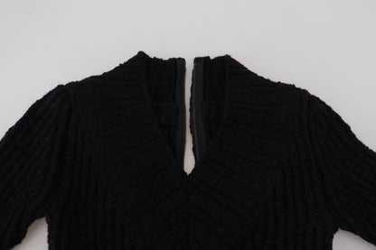 Dolce & Gabbana Schwarzes Strickpulloverkleid aus Wolle