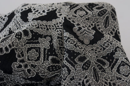 Dolce & Gabbana Schwarz-graues Jacquard-Bodycon-Kleid