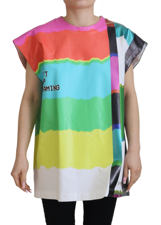 Dolce & Gabbana Multicolor TV Print Bluse Baumwoll-T-Shirt
