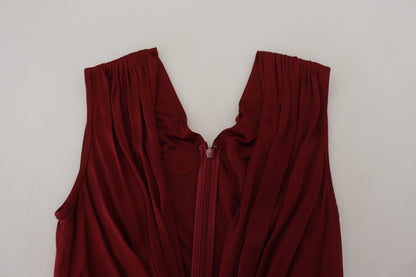 Dolce & Gabbana Bordeauxfarbenes Seidenstretch-Top Weste Bluse