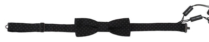 Dolce & Gabbana Schwarz gemusterte Seiden-Papillon-Fliege mit verstellbarem Hals
