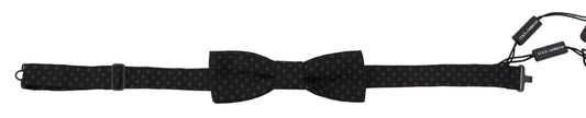 Dolce & Gabbana Schwarz gemusterte Seiden-Papillon-Fliege mit verstellbarem Hals