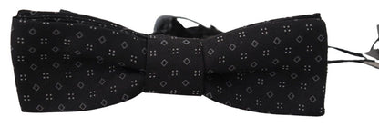 Dolce & Gabbana Schwarz gemusterte Seiden-Papillon-Fliege mit verstellbarem Hals