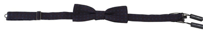 Dolce & Gabbana Blau gemusterte Seiden-Papillon-Fliege mit verstellbarem Hals