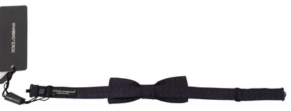 Dolce & Gabbana Blau gemusterte Seiden-Papillon-Fliege mit verstellbarem Hals