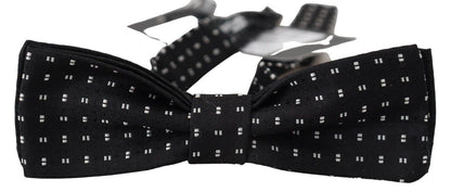 Dolce & Gabbana Schwarz Seide Gemustert Hals Papillon Accessoire Fliege