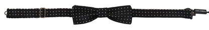 Dolce & Gabbana Schwarz Seide Gemustert Hals Papillon Accessoire Fliege