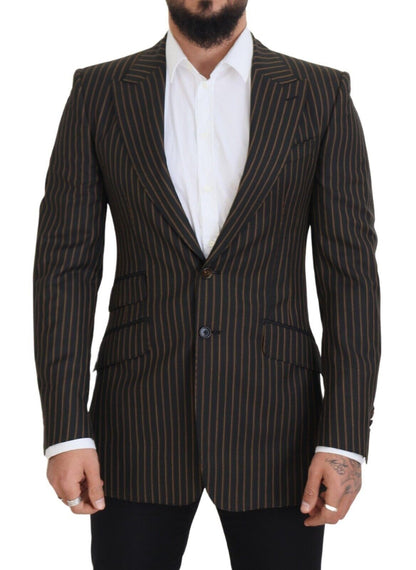 Dolce & Gabbana Schwarzbraun gestreifter einreihiger Blazer