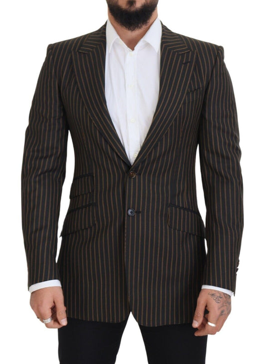 Dolce & Gabbana Schwarzbraun gestreifter einreihiger Blazer