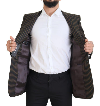 Dolce & Gabbana Schwarzbraun gestreifter einreihiger Blazer