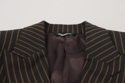 Dolce & Gabbana Schwarzbraun gestreifter einreihiger Blazer