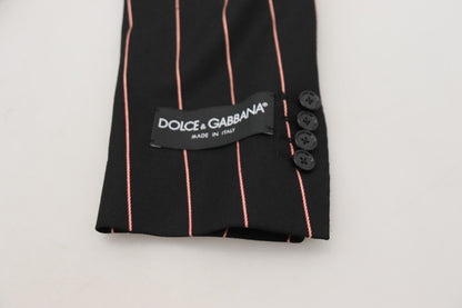 Dolce & Gabbana Schwarzer gestreifter Viskose-Blazer mit zwei Brüsten
