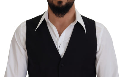 Dolce & Gabbana Schwarze Schurwollweste Formelle Anzugsweste