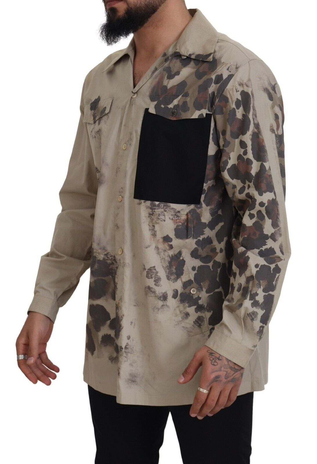 Dolce &amp; Gabbana beige cotton button-down shirt