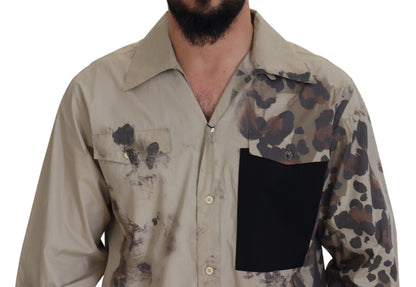 Dolce &amp; Gabbana beige cotton button-down shirt