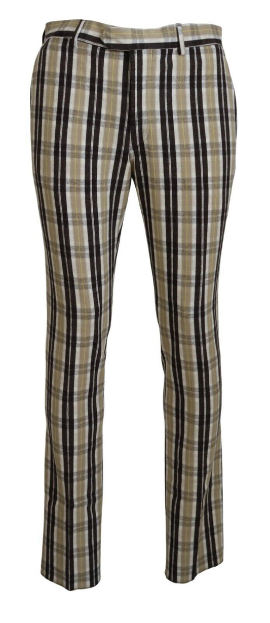 BENCIVENGA Multicolor Karierte Baumwolle Straight Fit Herren Hosen