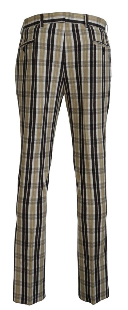 BENCIVENGA Multicolor Karierte Baumwolle Straight Fit Herren Hosen