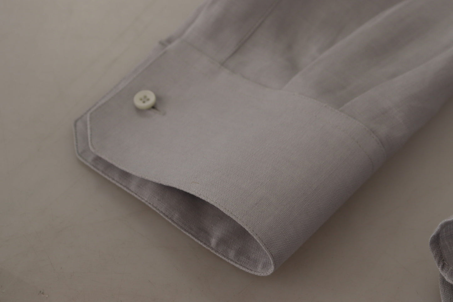 Dolce &amp; Gabbana Elegant grey slim fit linen shirt