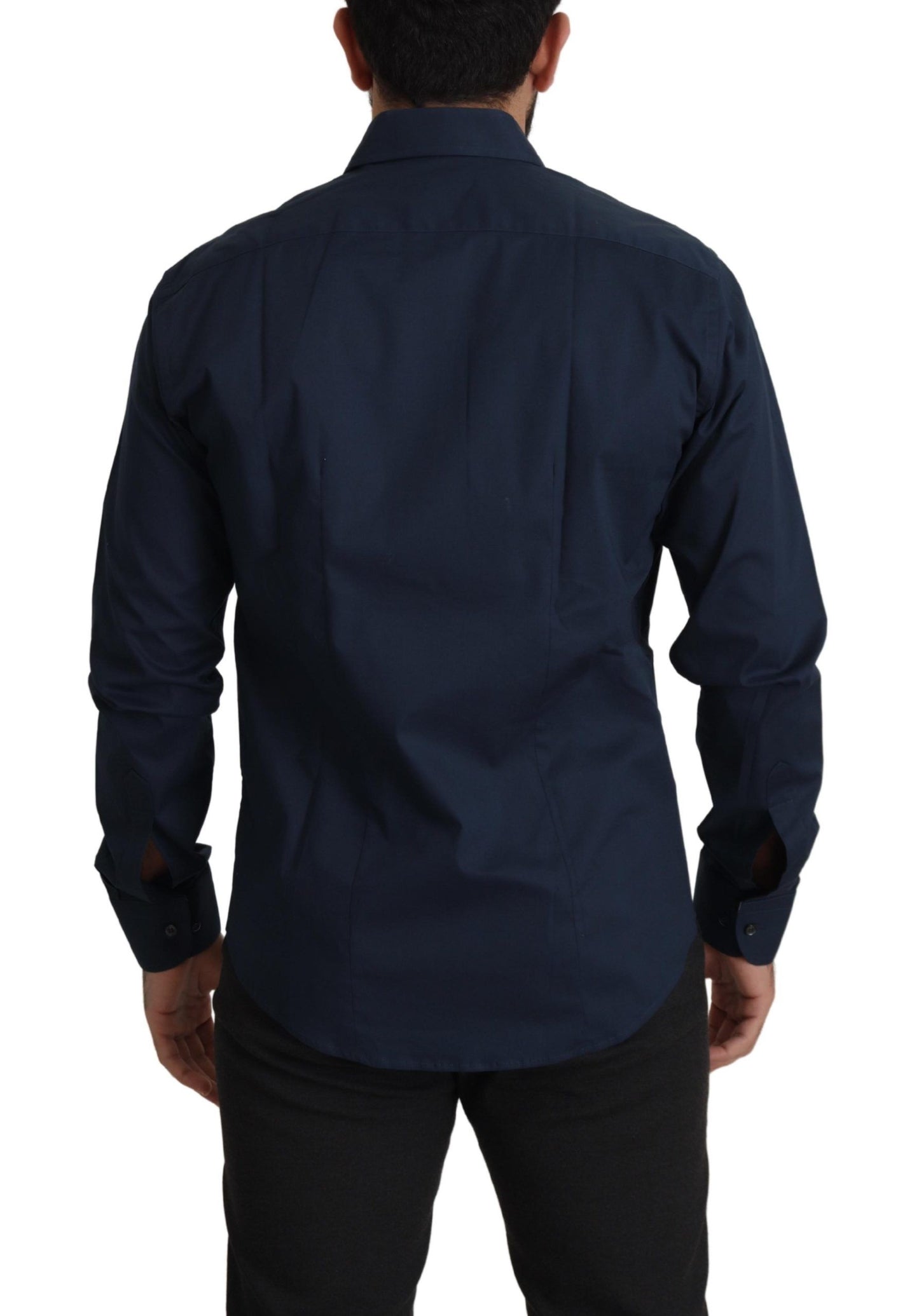 Roberto Cavalli Marineblaues formelles Hemd aus Baumwolle