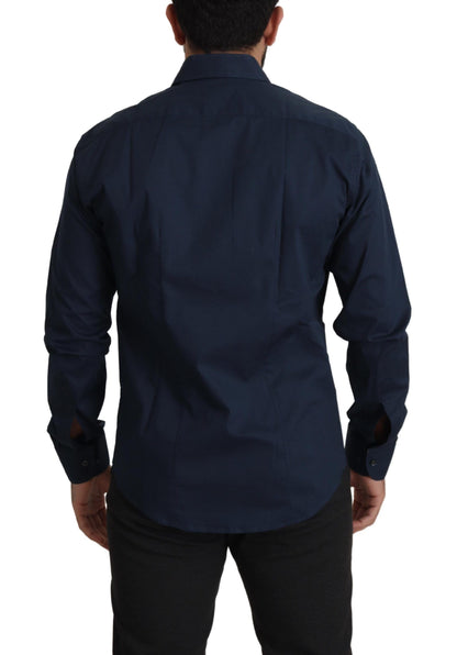Roberto Cavalli Marineblaues formelles Hemd aus Baumwolle
