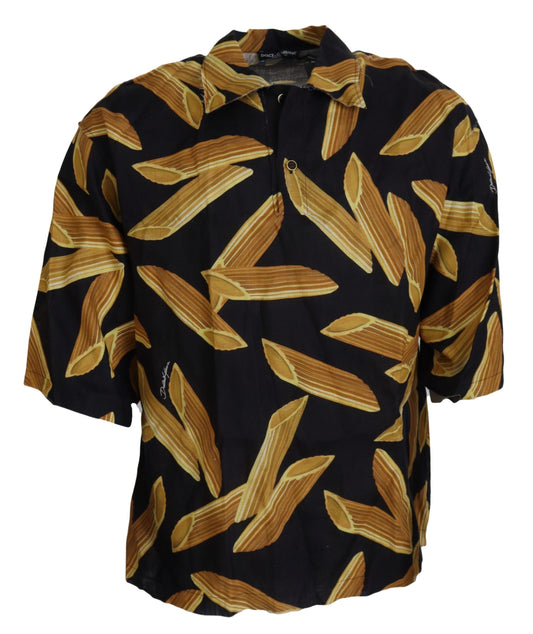 Dolce & Gabbana Schwarzes Casual Penne Rigate Leinen Casual Hemd
