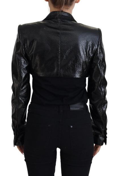 Dolce & Gabbana Schwarzer Langarm-Crop-Blazer Baumwolljacke