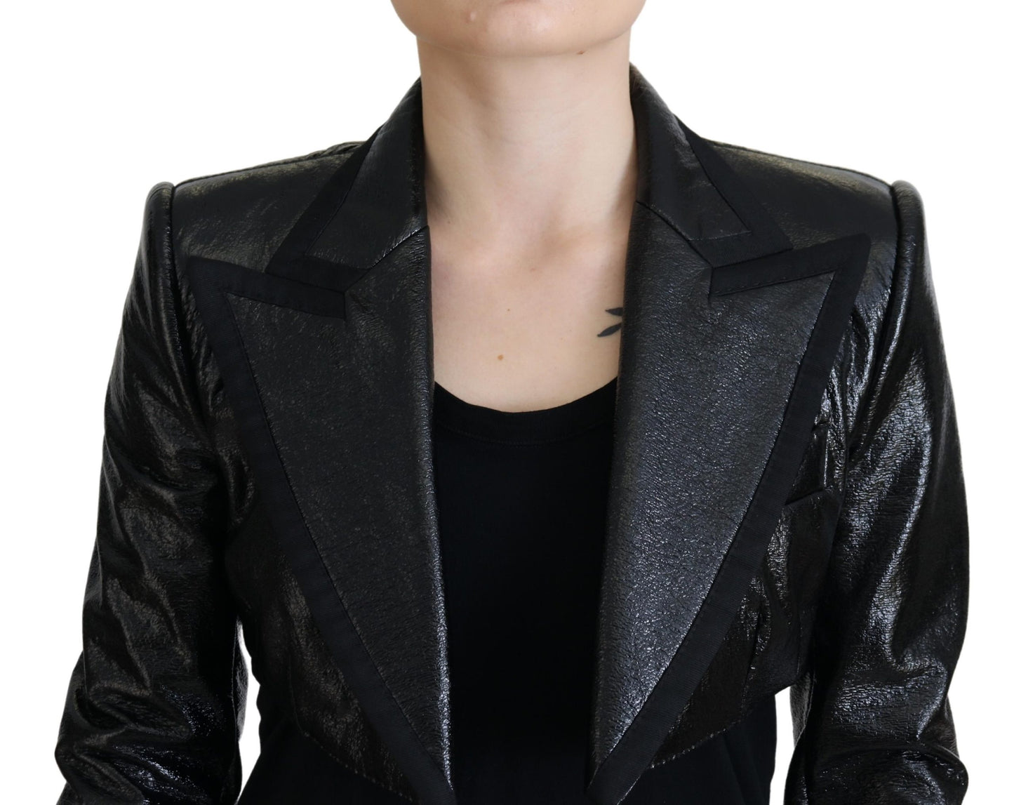 Dolce & Gabbana Schwarzer Langarm-Crop-Blazer Baumwolljacke