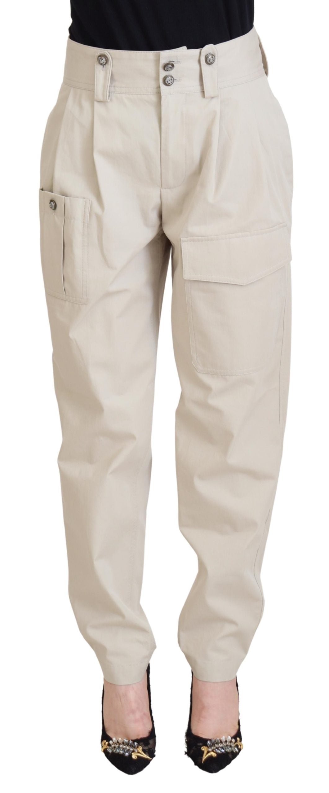 Dolce &amp; Gabbana Chic beige cotton pants for elegant comfort