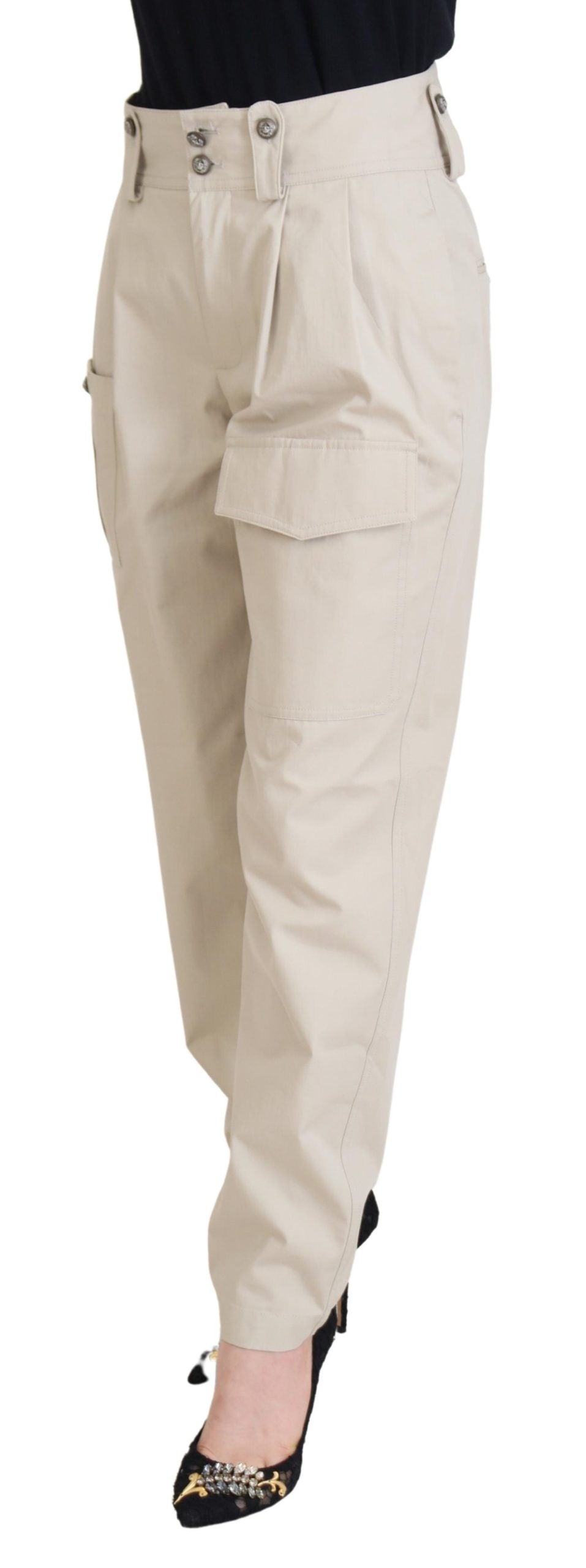 Dolce &amp; Gabbana Chic beige cotton pants for elegant comfort