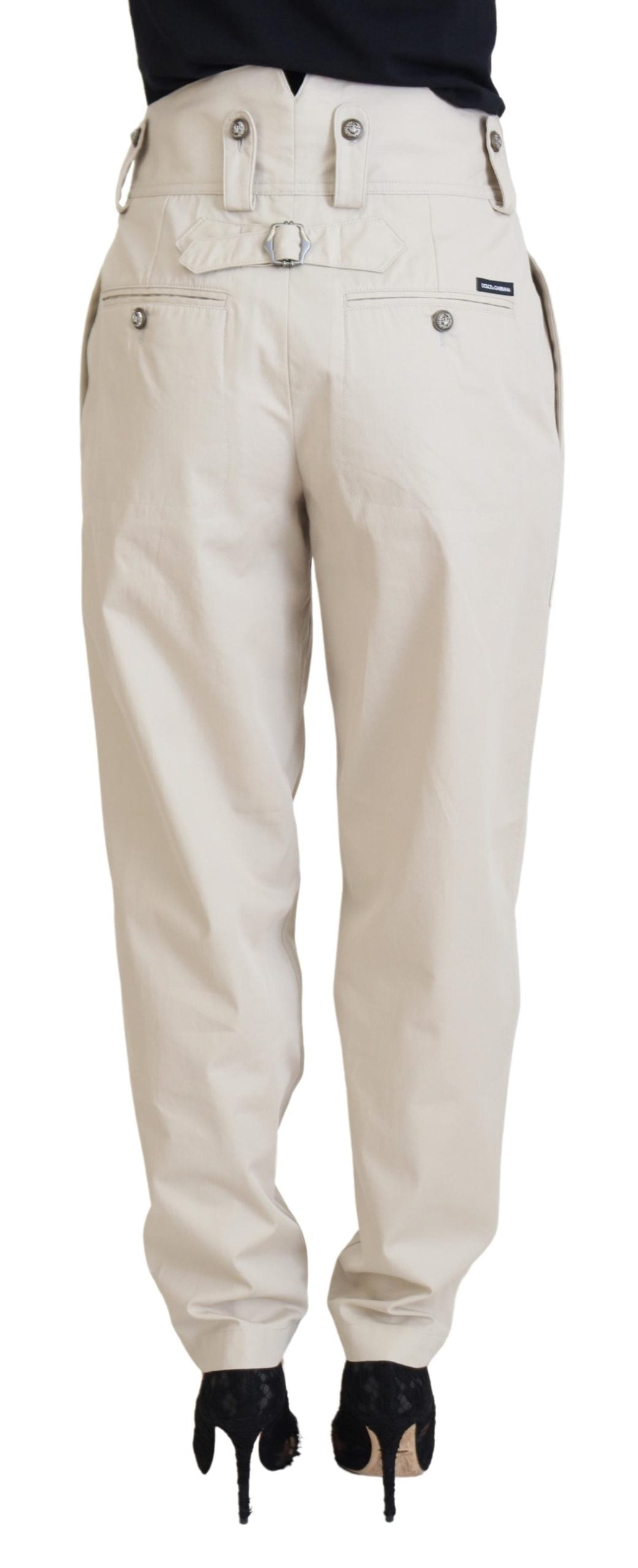Dolce &amp; Gabbana Chic beige cotton pants for elegant comfort