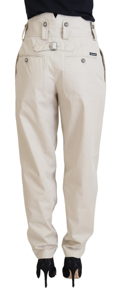 Dolce &amp; Gabbana Chic beige cotton pants for elegant comfort