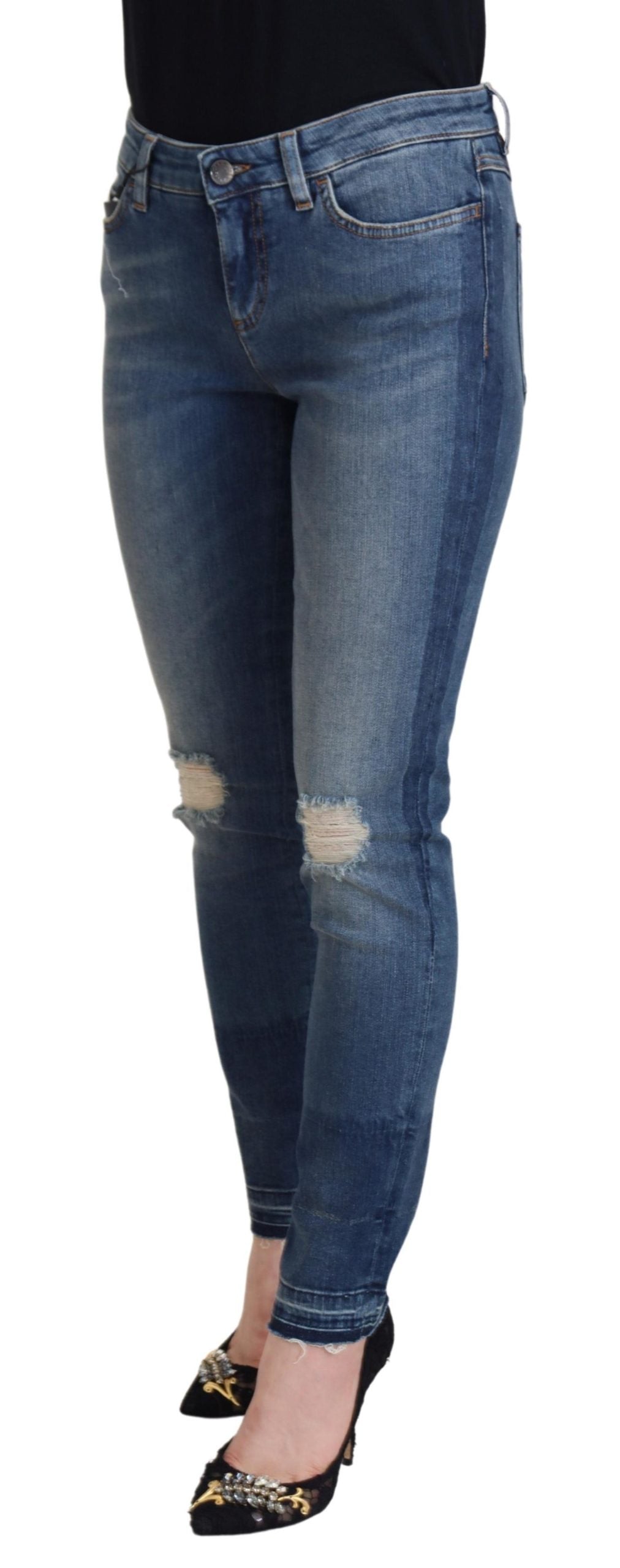 Dolce &amp; Gabbana Elegant Ripped Denim Pants - Chic Casual Wear