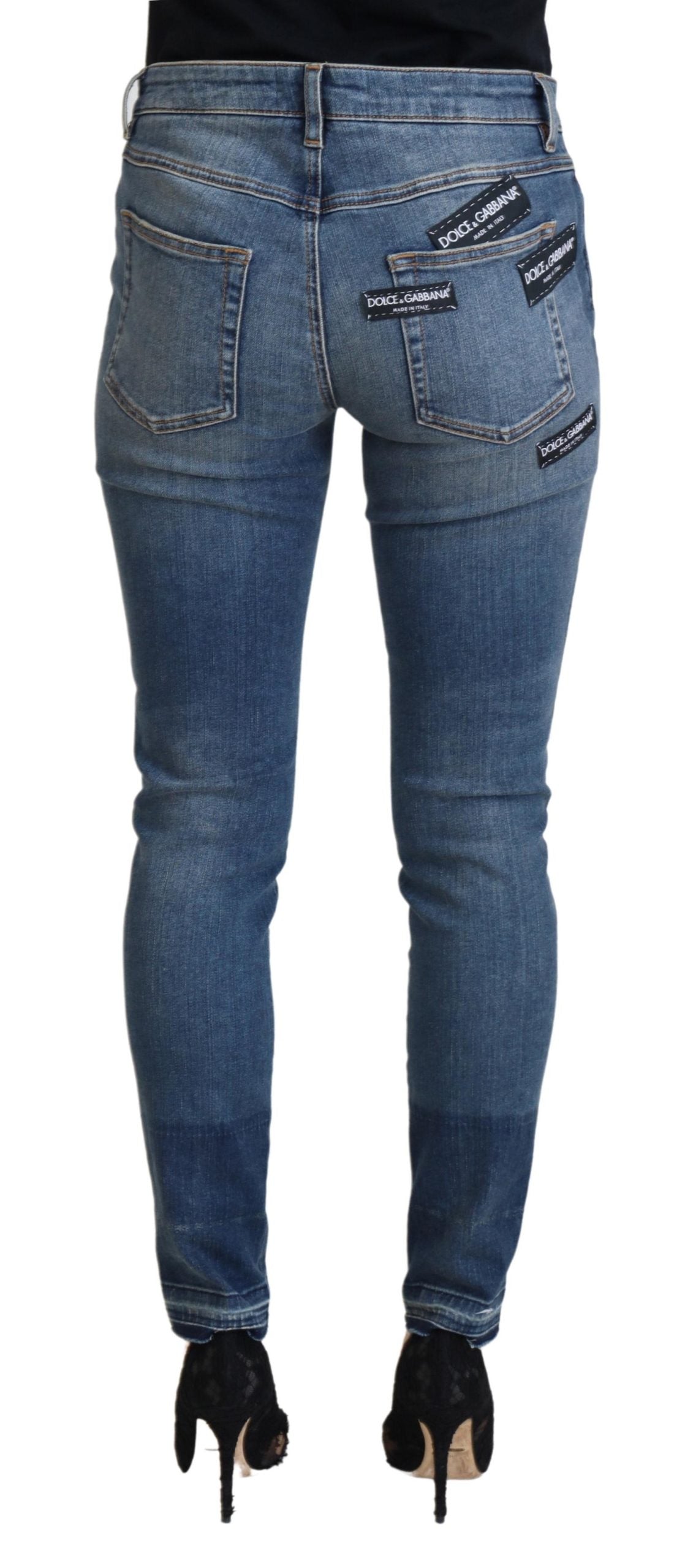 Dolce &amp; Gabbana Elegant Ripped Denim Pants - Chic Casual Wear